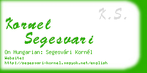 kornel segesvari business card